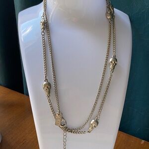 Skull 💀 heads 1987 long single Chain Necklace
